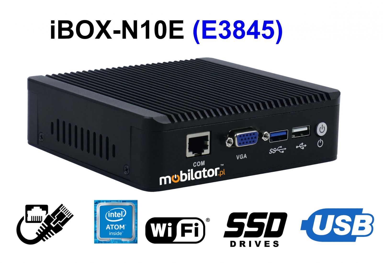 IBOX-N10E (E3845) - Tani Komputer przemysłowy z portem VGA oraz 4x LAN RJ45